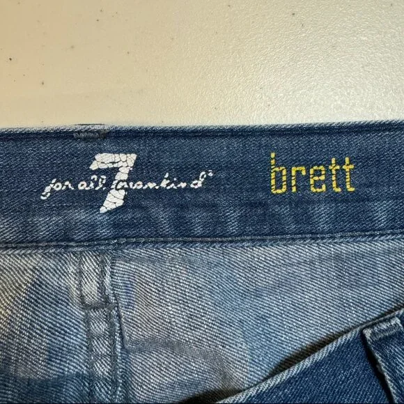 7 For All Mankind Brett Blue Casual Made In USA Denim Jeans Trousers Men's 38x35